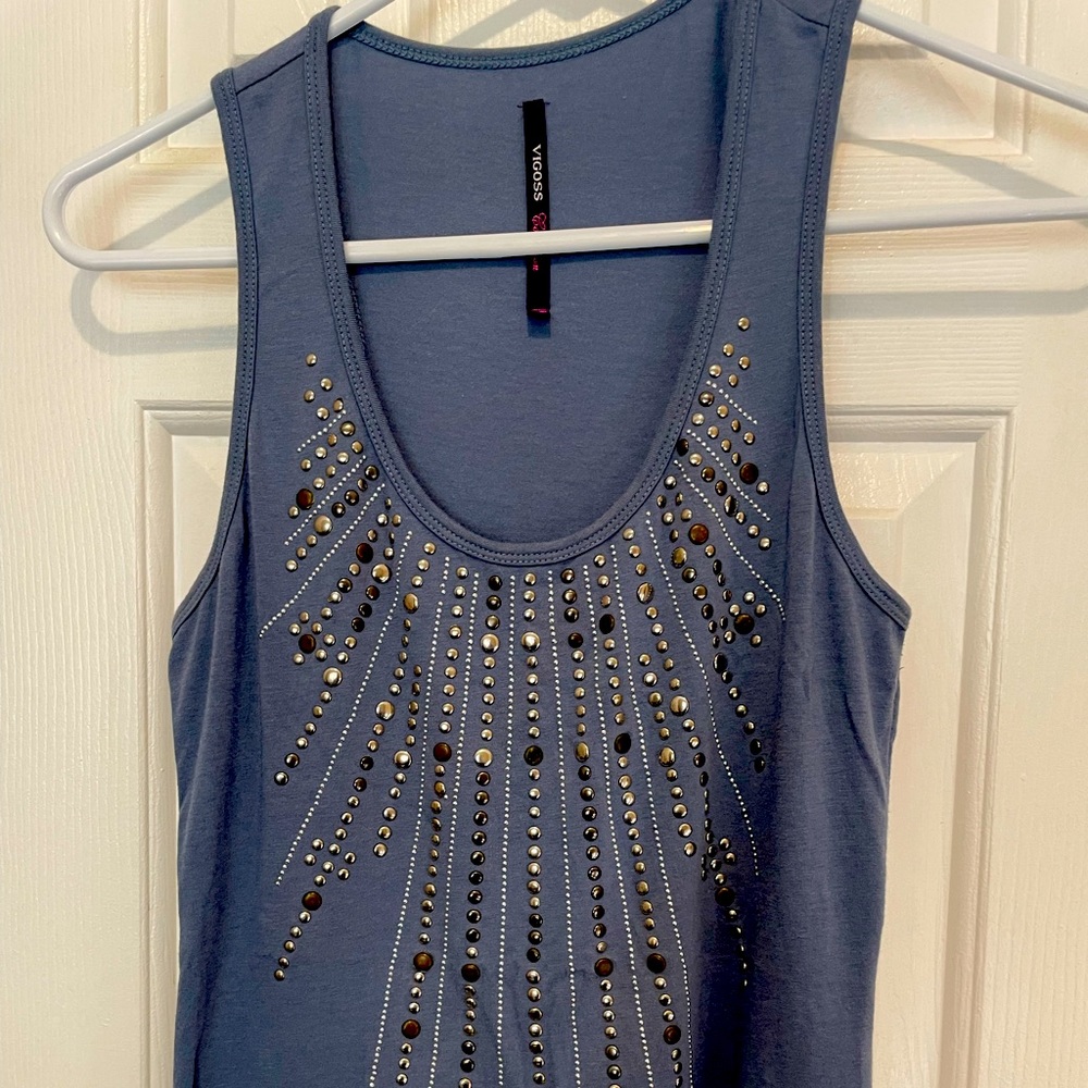 Vigoss stew-blue studded racer-back tank